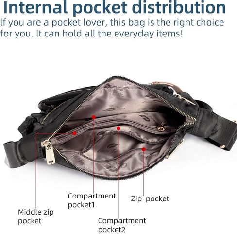 Crossbody Bag for Women, high density Nylon Shoulder Messenger Bag Trendy Pocketbooks, Waterproof and Multi-Pockets in Saudi Arabia