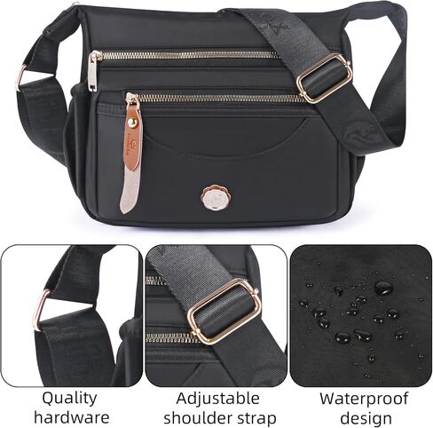 Crossbody Bag for Women, high density Nylon Shoulder Messenger Bag Trendy Pocketbooks, Waterproof and Multi-Pockets in Saudi Arabia