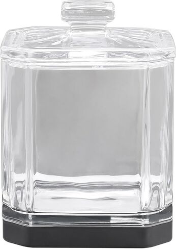 HALSTON H Glass Apothecary Cotton Jar – Elegant Bathroom Vanity Storage Container for Cotton Balls, Swabs & Beauty Essentials – Modern Clear Glass Organizer for Countertops in Saudi Arabia