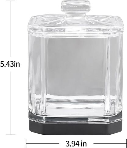 HALSTON H Glass Apothecary Cotton Jar – Elegant Bathroom Vanity Storage Container for Cotton Balls, Swabs & Beauty Essentials – Modern Clear Glass Organizer for Countertops in Saudi Arabia