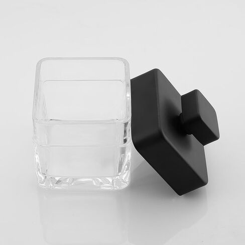 Halston H Glass Apothecary Cotton Jar - حاوية تخزين أنيقة للحمام لكرات القطن والمسحات والجمال الأساسية - منظم زجاجي واضح من أجل كونترتوبس in Kuwait