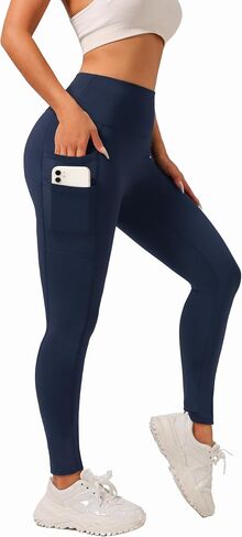 High-Waist Yoga Pants for Women, 4-Pocket Tummy Control Butt-Lifting Workout Leggings in Saudi Arabia