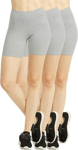 Women's Cotton 15" Outseam Short Leggings - 3 in a Pack in Kuwait