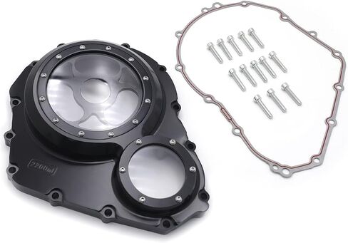 HTTMT- CNC See Through Black&Clear Glass Engine Clutch Cover w/Gasket Compatible with Suzuk 2006-2022 GSX-R 600/750 in Saudi Arabia