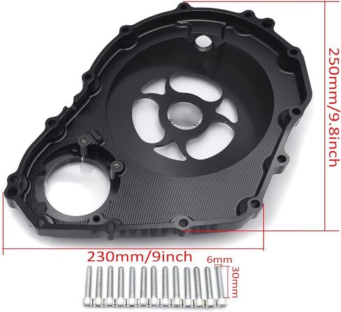 HTTMT- CNC See Through Black&Clear Glass Engine Clutch Cover w/Gasket Compatible with Suzuk 2006-2022 GSX-R 600/750 in Saudi Arabia