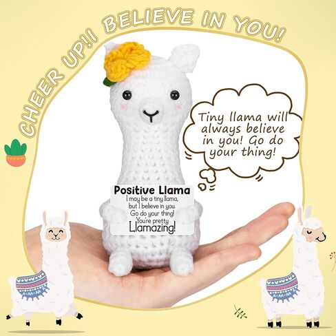 Mini Positive Crochet Llama Fathers Day Graduation Gifts for Women Daughter Friend Sister Teens,Birthday Emotional Inspirational Cheer Support Gifts for Girls Boys Coworker Teacher Appreciation Gift in Saudi Arabia