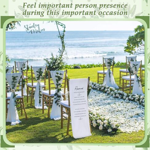 Reserved Memorial Wedding Chair Sign with love from Heaven Cotton Linen Wedding Chair Sign 15 x 50 inch Save a Seat for Someone in Heaven Reserved Seating Decoration(White,Simple) in Saudi Arabia