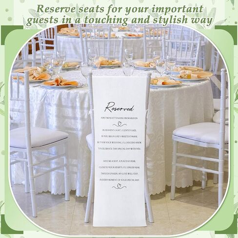 Reserved Memorial Wedding Chair Sign with love from Heaven Cotton Linen Wedding Chair Sign 15 x 50 inch Save a Seat for Someone in Heaven Reserved Seating Decoration(White,Simple) in Saudi Arabia