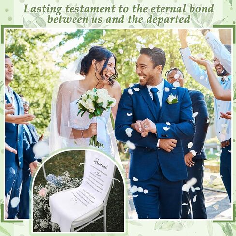 Reserved Memorial Wedding Chair Sign with love from Heaven Cotton Linen Wedding Chair Sign 15 x 50 inch Save a Seat for Someone in Heaven Reserved Seating Decoration(White,Simple) in Saudi Arabia