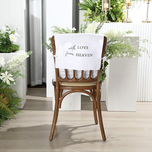 Reserved Memorial Wedding Chair Sign with love from Heaven Cotton Linen Wedding Chair Sign 15 x 50 inch Save a Seat for Someone in Heaven Reserved Seating Decoration(White,Simple) in Saudi Arabia