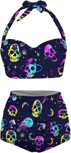 GETELINSENG Novelty Print Women Tummy Control High Waisted Bathing Suits Two-Piece Bikini Set in Saudi Arabia