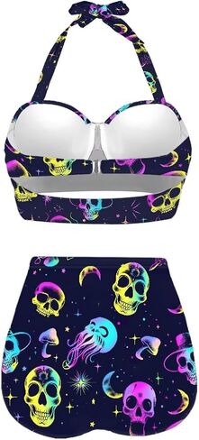 GETELINSENG Novelty Print Women Tummy Control High Waisted Bathing Suits Two-Piece Bikini Set in Saudi Arabia