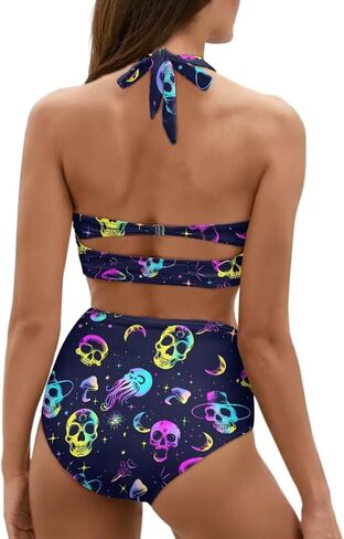 GETELINSENG Novelty Print Women Tummy Control High Waisted Bathing Suits Two-Piece Bikini Set in Saudi Arabia