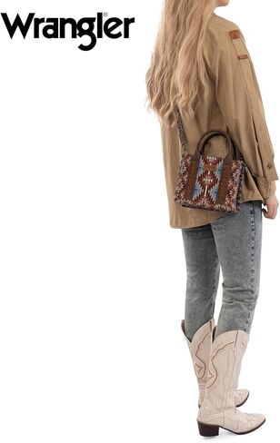 Montana West x Wrangler Mini Tote Bag for Women Boho Aztec Crossbody Purse Top Handle Handbags in Saudi Arabia
