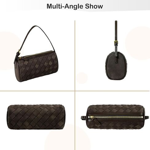 Mini Woven Bag, Leather Woven Handbag with Adjustable Strap, Small Purses for Women, Top-handle Bags, Mini Evening Bag in Kuwait