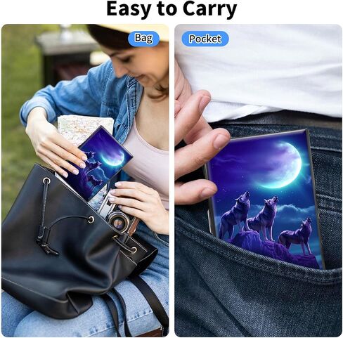 Metal Wallet,Credit Card Holder for Women Men,RFID Blocking Card Holder Wallet Mini Slim Aluminum Wallet ID Case Hard Card Case Business Card Holder Case,Blue Wolf Moon in Saudi Arabia
