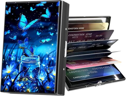 Metal Wallet,Credit Card Holder for Women Men,RFID Blocking Card Holder Wallet Mini Slim Aluminum Wallet ID Case Hard Card Case Business Card Holder Case,Blue Wolf Moon in Saudi Arabia