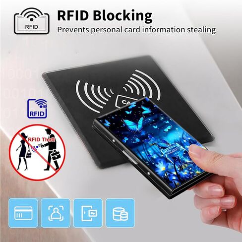 Metal Wallet,Credit Card Holder for Women Men,RFID Blocking Card Holder Wallet Mini Slim Aluminum Wallet ID Case Hard Card Case Business Card Holder Case,Blue Wolf Moon in Saudi Arabia