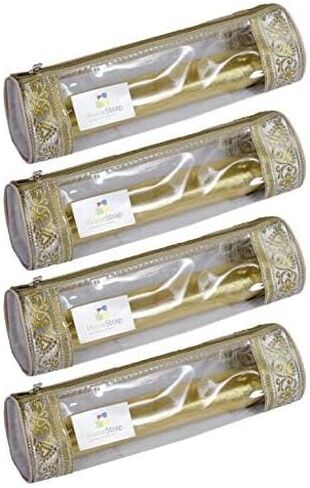 Set of 4 Transparent PVC Single Rod Bangle Storage Pouch | Bangle Box Organizer for Women | Golden in Saudi Arabia