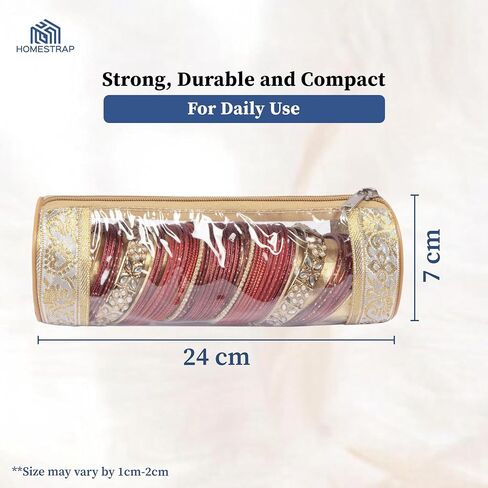Set of 4 Transparent PVC Single Rod Bangle Storage Pouch | Bangle Box Organizer for Women | Golden in Saudi Arabia