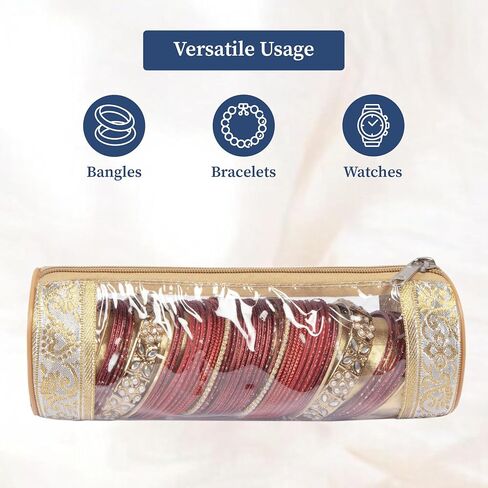 Set of 4 Transparent PVC Single Rod Bangle Storage Pouch | Bangle Box Organizer for Women | Golden in Saudi Arabia