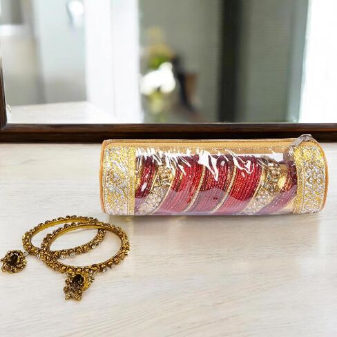 Set of 4 Transparent PVC Single Rod Bangle Storage Pouch | Bangle Box Organizer for Women | Golden in Saudi Arabia