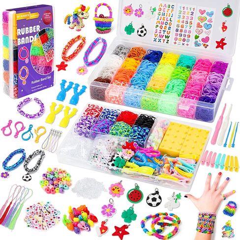 UUEMB 6000+ Rubber Band Bracelet Kit, Colorful Loom Bracelet Making Kit with Storage Box, DIY Art Craft Kit with Charms Beads for Beginners Kids Girls Boys Birthday Parties Christmas Gift in Saudi Arabia