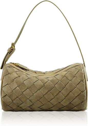 Mini Woven Bag, Leather Woven Handbag with Adjustable Strap, Small Purses for Women, Top-handle Bags, Mini Evening Bag in Kuwait