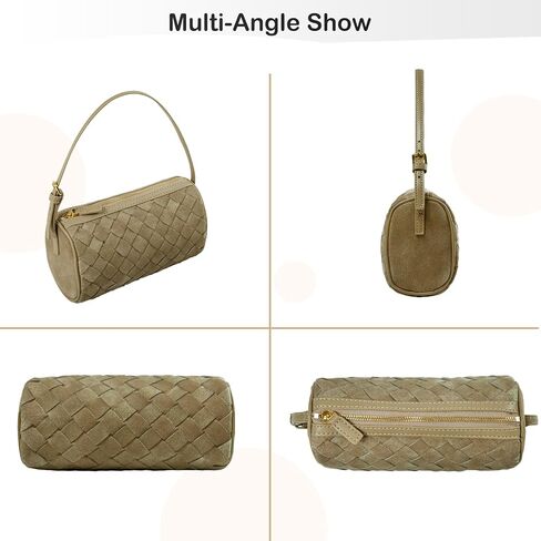 Mini Woven Bag, Leather Woven Handbag with Adjustable Strap, Small Purses for Women, Top-handle Bags, Mini Evening Bag in Kuwait