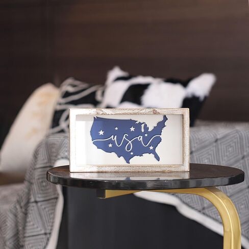 Rustic America the Beautiful Wooden Sign, Patriotic 4th of July Decorations for Home, Fourth of July Table Decorations for Table Shelf Mantel, July 4th Decor for Indoor in Kuwait