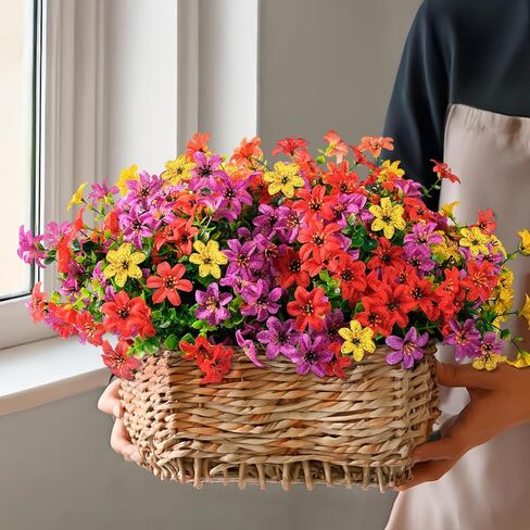 زهور Inqcmy الاصطناعية للديكور في الهواء الطلق 12 PCS Faux Flower in Kuwait