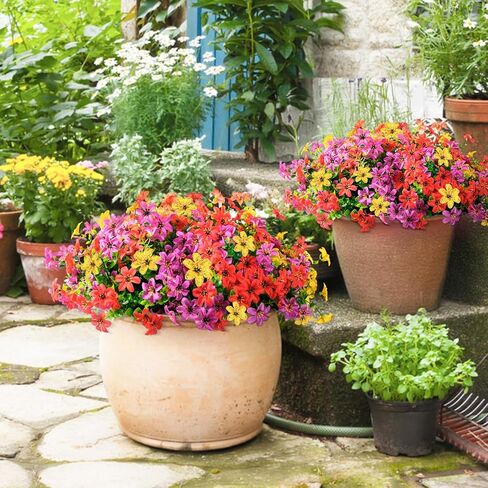 زهور Inqcmy الاصطناعية للديكور في الهواء الطلق 12 PCS Faux Flower in Kuwait