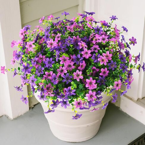 INQCMY Artificial Flowers for Outdoor Decor 12 Pcs Faux Flowers UV Resistant Realistic Fake Plants Look Real for Garden Planter Porch Patio Window in Saudi Arabia