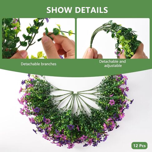 INQCMY Artificial Flowers for Outdoor Decor 12 Pcs Faux Flowers UV Resistant Realistic Fake Plants Look Real for Garden Planter Porch Patio Window in Saudi Arabia