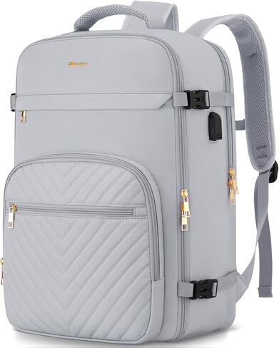 Travel Backpack for Women, Carry On Backpack for Airplanes Flight Approved, Waterproof Large Weekender Overnight Bag Fit 17 Inch Laptop with USB Charging Port, Black in Saudi Arabia