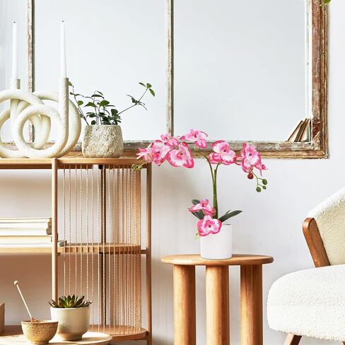 ucky Butterfly Orchid Bonsai، 21 بوصة زهور صناعية بيضاء، زهور بلاستيكية واقعية زهور وهمية، لتزيين طاولة المنزل والخزانة، زهور ديكور الحفلات والزفاف in Kuwait