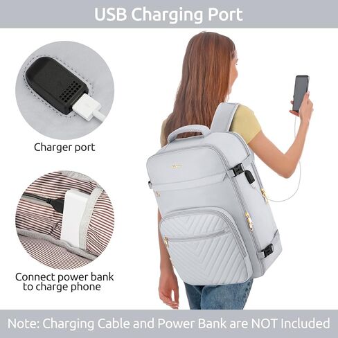 Travel Backpack for Women, Carry On Backpack for Airplanes Flight Approved, Waterproof Large Weekender Overnight Bag Fit 17 Inch Laptop with USB Charging Port, Black in Saudi Arabia