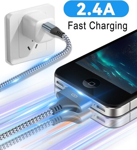 Herfair USB to 30 Pin Charger Cable Nylon Braided USB Charging Cord Compatible with i-Phone 4/4s/3G/3GS, iPad 1 2 3, iPod Touch 4 3 2 1, iPod Classic 3 2 1 (3FT) in Saudi Arabia