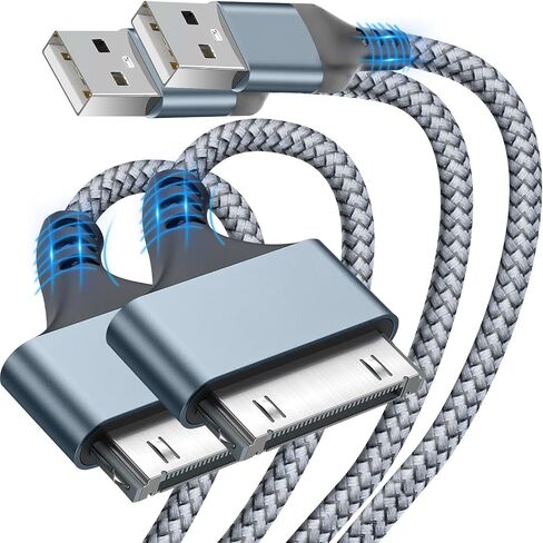 Herfair USB to 30 Pin Charger Cable Nylon Braided USB Charging Cord Compatible with i-Phone 4/4s/3G/3GS, iPad 1 2 3, iPod Touch 4 3 2 1, iPod Classic 3 2 1 (3FT) in Saudi Arabia