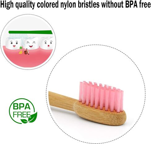 Virgin Forest 6 Pcs Biodegradable Bamboo Toothbrushes, Natural Eco-Friendly BPA-Free Toothbrushes, Best Travel Wood Toothbrush Set for Sensitive Gums in Kuwait