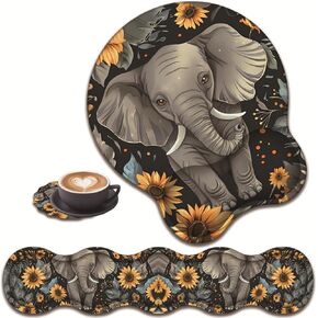 3 in 1 Keyboard Wrist Rest + Mouse Pad and Coaster, Ergonomic Gel Mouse Pad and Keyboard Pad Set, Comfortable Lightweight for Easy Typing Pain Relie, Bible Flower Psalm 46-5 in Kuwait