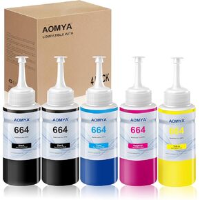 Aomya Compatible Epn T664 Ink Refill Bottle kit for Expression ET-2650, ET-2500, ET-2550, ET-2600 & Workforce ET-16500, ET-4500, ET-4550 L100 L110 L120 L200 L210 L300 L350 L355 L550 L555 Printers
