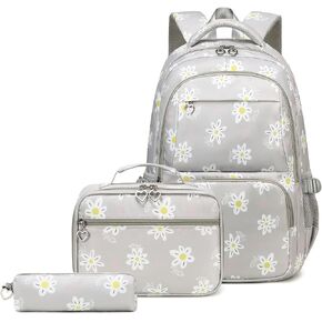 Daisy Galaxy or Butterfly Print Backpack for Girls Kids Bookbag for Elementary School 3Pcs School Bag with Lunch Bag