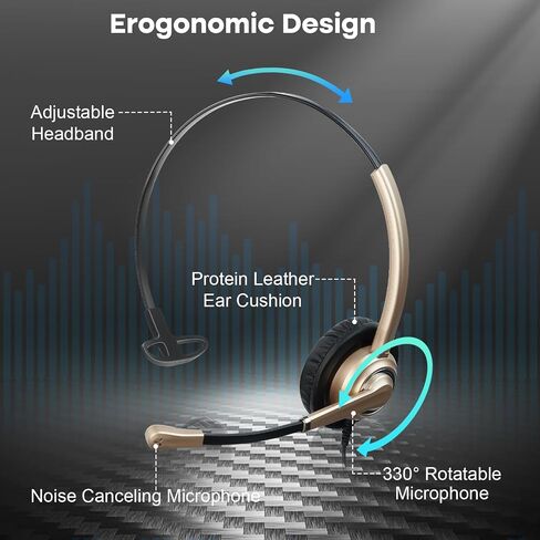 MAIRDI Phone Headset with Microphone Noise Canceling, Telephone Headset for Office Landlines, with 3.5mm Connector for PC Laptop, Work for Nortel Yealink IP Phones Cisco 6851 6945 7841 7861 in Saudi Arabia