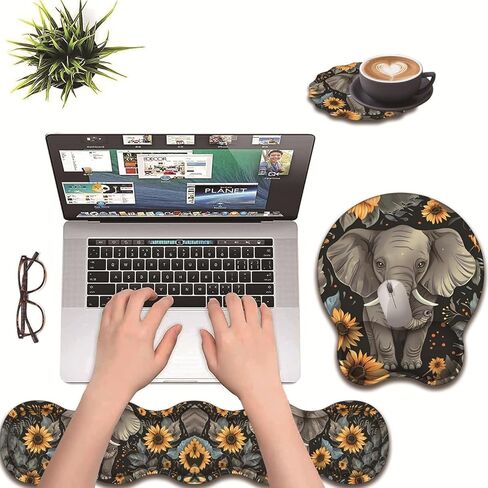 3 in 1 Keyboard Wrist Rest + Mouse Pad and Coaster, Ergonomic Gel Mouse Pad and Keyboard Pad Set, Comfortable Lightweight for Easy Typing Pain Relie, Bible Flower Psalm 46-5 in Kuwait