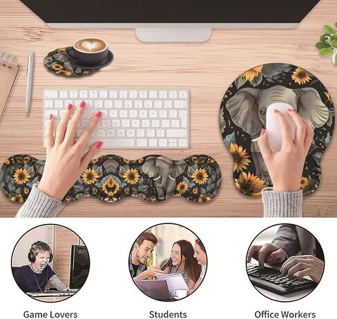 3 in 1 Keyboard Wrist Rest + Mouse Pad and Coaster, Ergonomic Gel Mouse Pad and Keyboard Pad Set, Comfortable Lightweight for Easy Typing Pain Relie, Bible Flower Psalm 46-5 in Kuwait