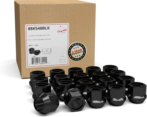 Wheel Accessories Parts 20 Pcs M14x1.5 14x1.5 Thread Open End Bulge Acorn 21mm 0.84" Long Lug Nuts Black 3/4" 19mm Hex Fits Camaro | 300 | Charger Challenger | 2014+ Ford Mustang | 2018+ Jeep Wrangler in Saudi Arabia