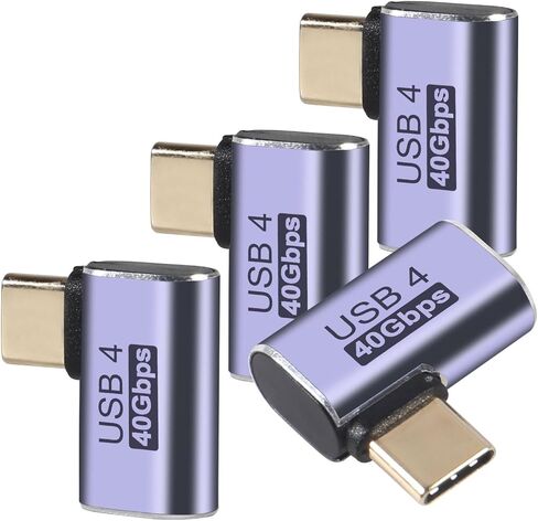 4pcs 90 Degree Right Angle USB C Male to Female Adapter/Connector, USB Type C Adapter Extender Support 100W, 40Gbps, 8K@60Hz for Steam Deck, MacBook,Thunderbolt ect(Vertical Bend) in Saudi Arabia