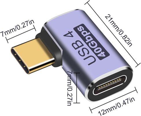 4pcs 90 Degree Right Angle USB C Male to Female Adapter/Connector, USB Type C Adapter Extender Support 100W, 40Gbps, 8K@60Hz for Steam Deck, MacBook,Thunderbolt ect(Vertical Bend) in Saudi Arabia