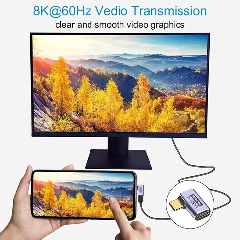 4pcs 90 Degree Right Angle USB C Male to Female Adapter/Connector, USB Type C Adapter Extender Support 100W, 40Gbps, 8K@60Hz for Steam Deck, MacBook,Thunderbolt ect(Vertical Bend) in Saudi Arabia